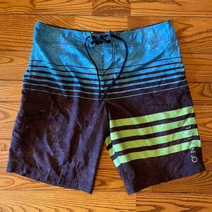 O’Neill Lennox Boardshorts Blue Black Geen Mens 36